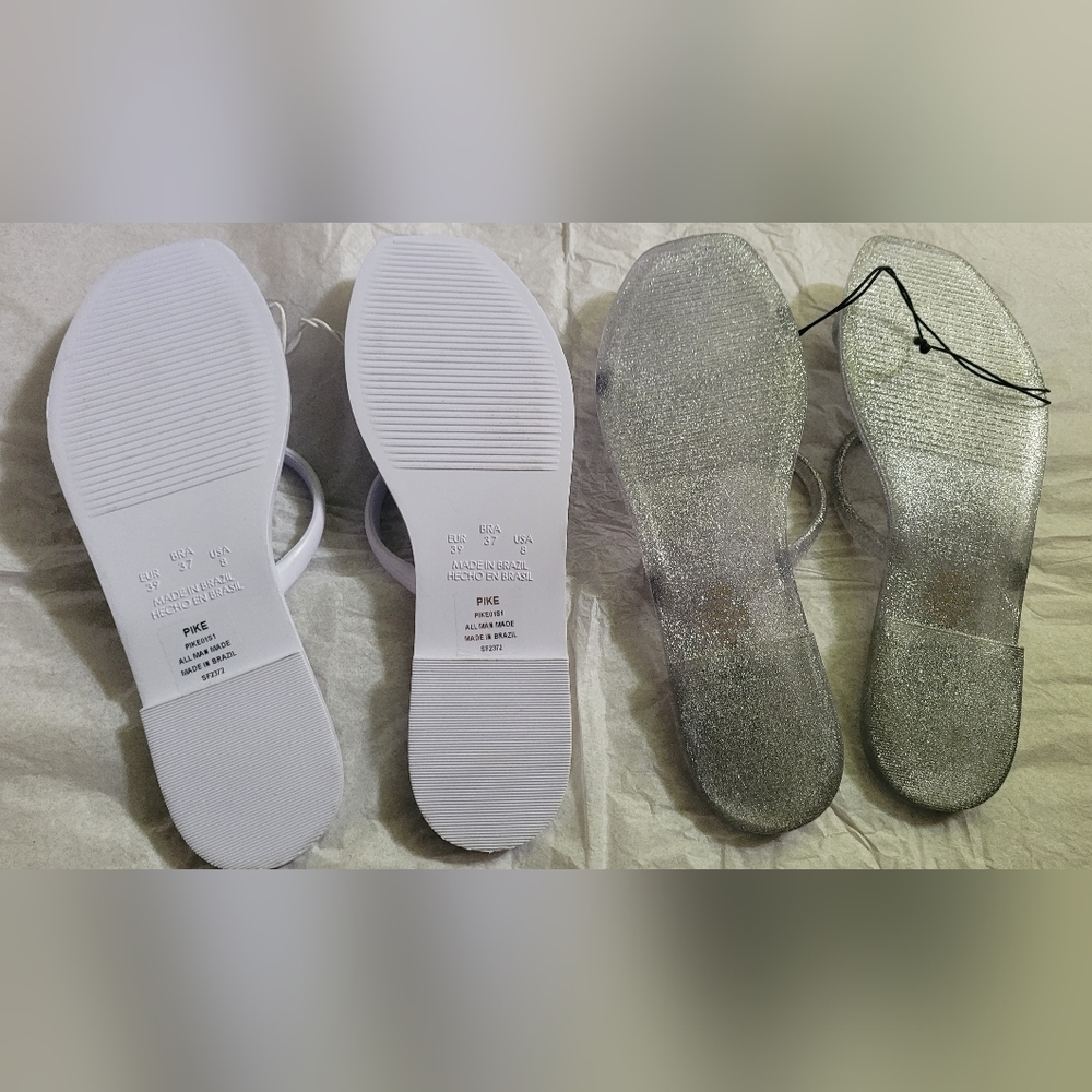 NWT! Steve Madden Women's Silver/White Pike Jelly Summer Beach Sandal Bundle 8 - Picture 6 of 16